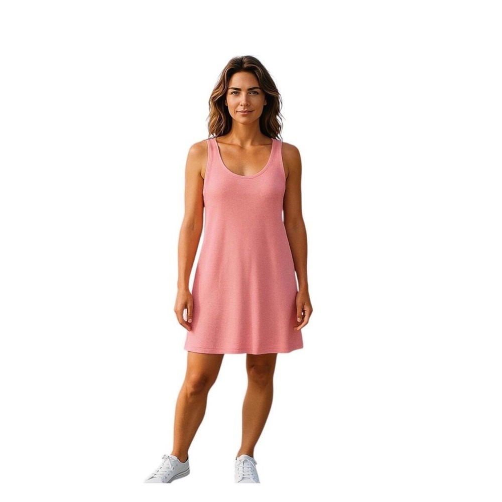 H&M Tank Dress Women Large Pink Terry Cloth Beach Coverup Sleeveless Scoop Neck